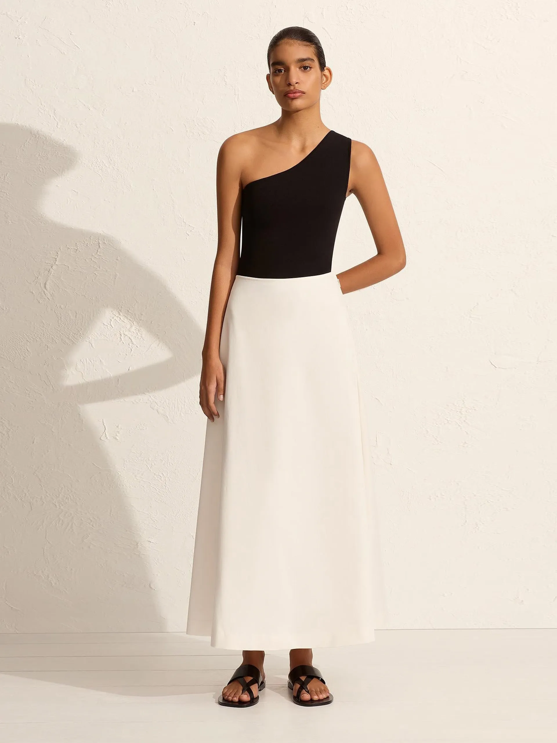 Chalk cotton A-Line skirt