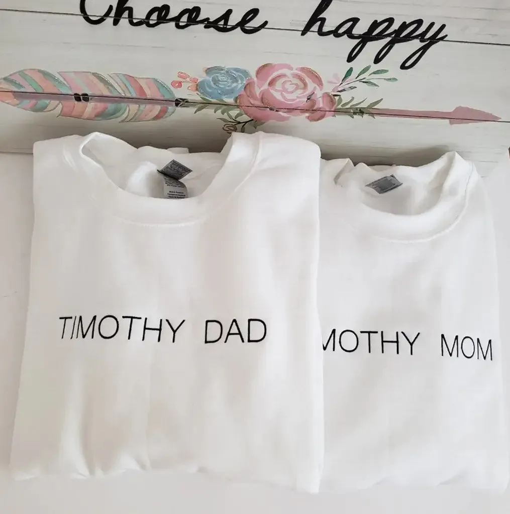 Custom Text Embroidered Sweatshirts Crewneck
