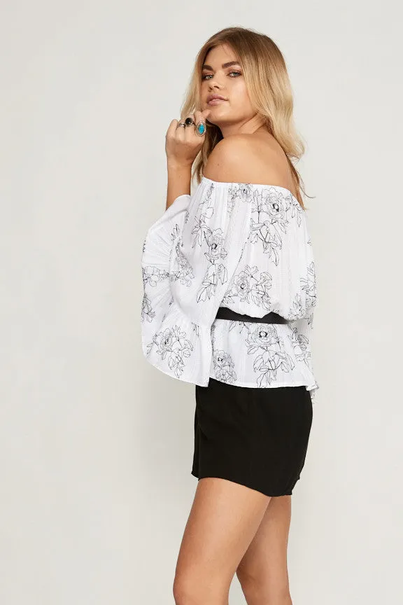 Dahlia Stripe Off Shoulder Top